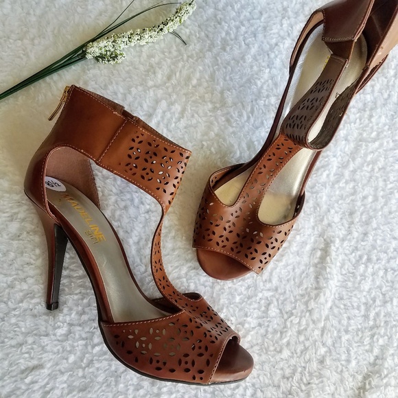 Madeline Girl Shoes - Madeline Girl NWOT Brown Rooster Open Toe Heels